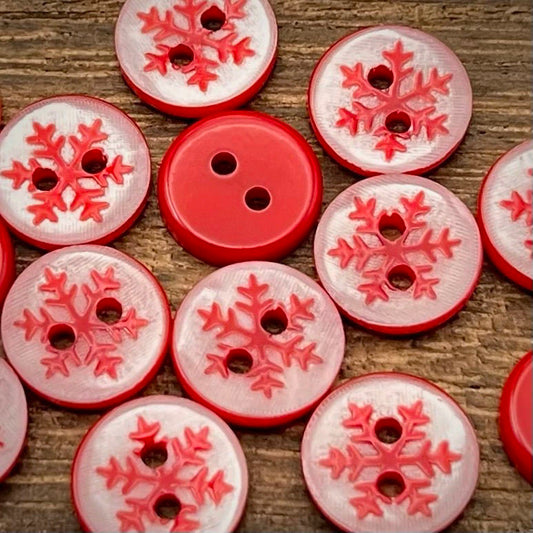 3063  Snowflake pattern button red resin shirt cardigan button shirt two eyes round button handmade children DIY