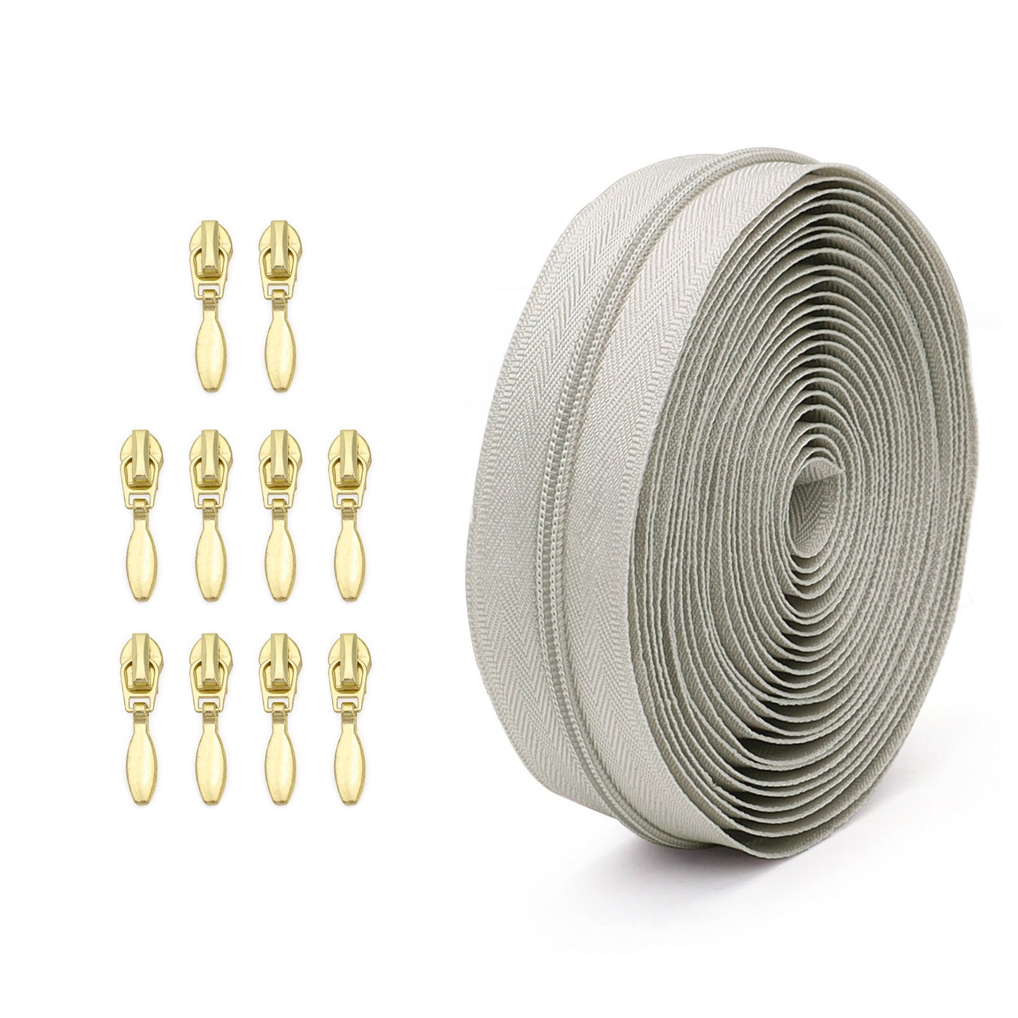 3100  Zipper No. 3 is wearing nylon solid color luggage zipper 4.5 meters + 10 light gold water drop heads = 1 pack