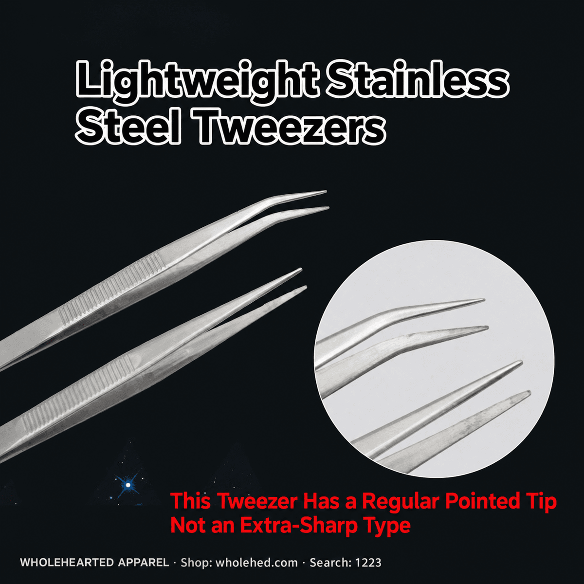 1223★ Lightweight Stainless Steel Straight-Tip Tweezers with Mirror-Polished Finish and Non-Slip Grip for Garment Production.