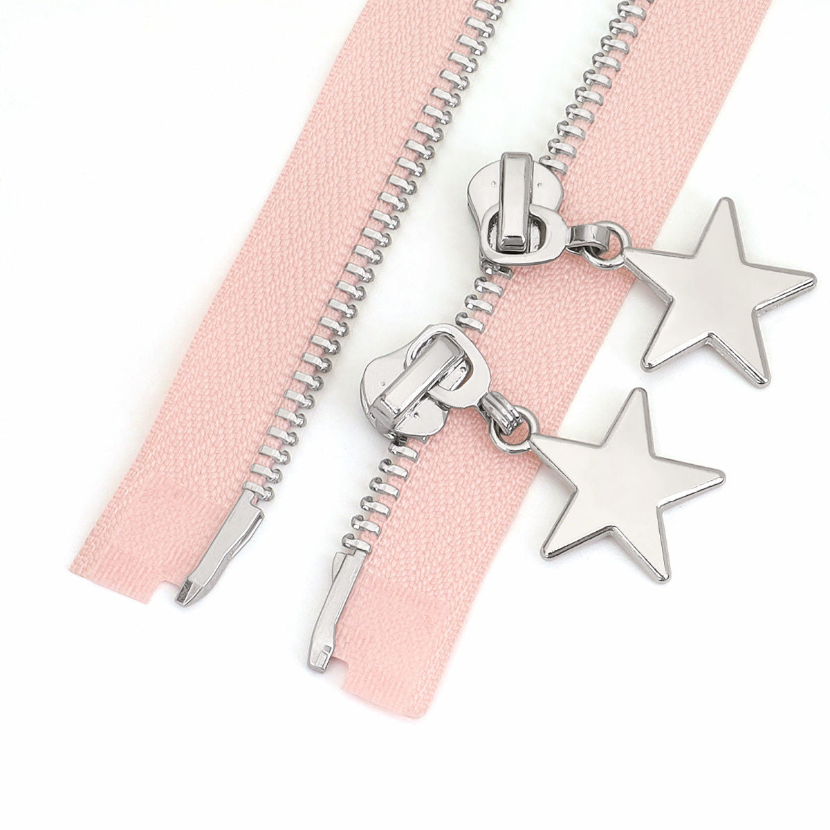 3088  Zipper No. 5 platinum open tail pentagram zipper piece jacket placket zipper double pull head down bright silver teeth