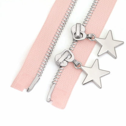 3088  Zipper No. 5 platinum open tail pentagram zipper piece jacket placket zipper double pull head down bright silver teeth