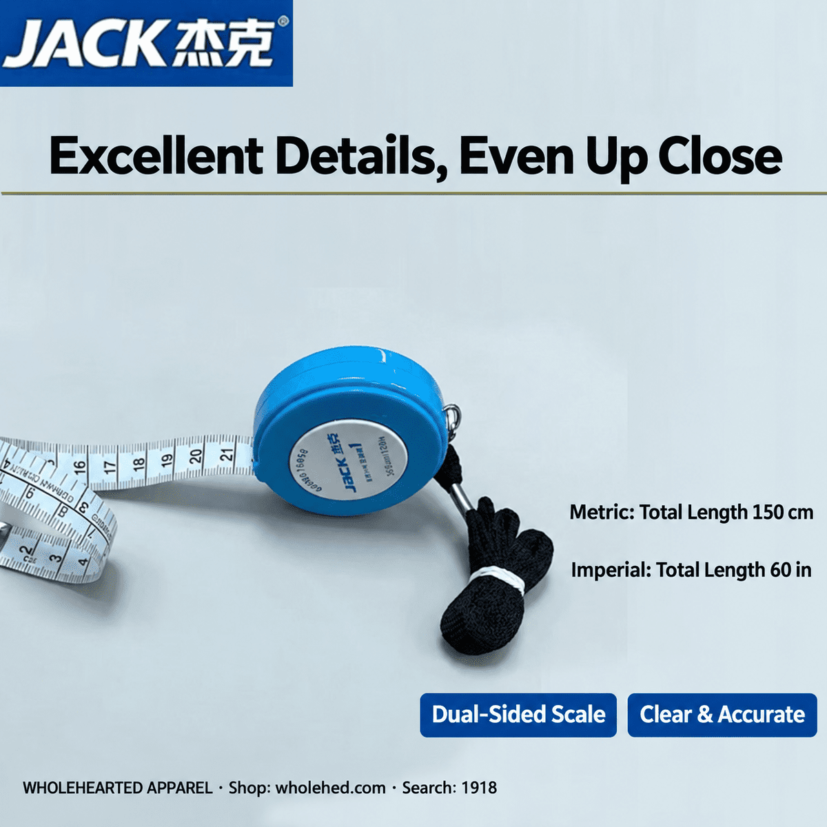 1918★ JACK Mini Auto-Lock Retractable Measuring Tape, Portable Soft Tape in Multiple Sizes