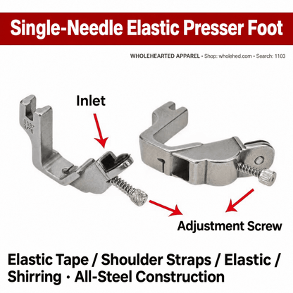 1103★ All-Steel Elastic Presser Foot for Shoulder Straps and Elastic Bands, Industrial Sewing Machine Accessory.