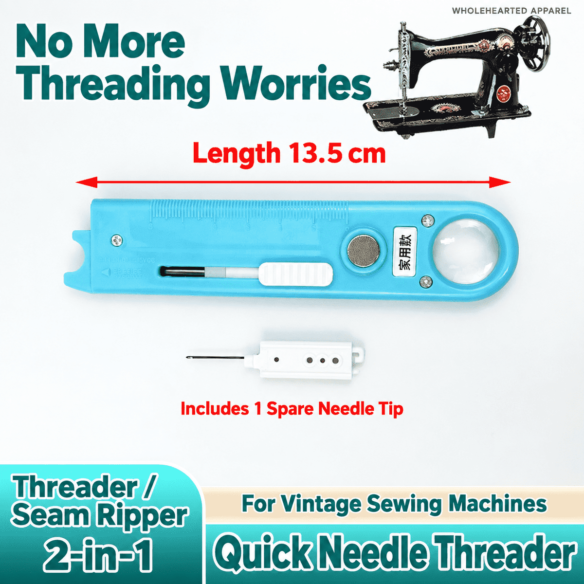 1059★ New Arrivals 2 | More Options | Universal Quick Needle Threader with Seam Ripper for Industrial and Vintage Home Sewing Machines.