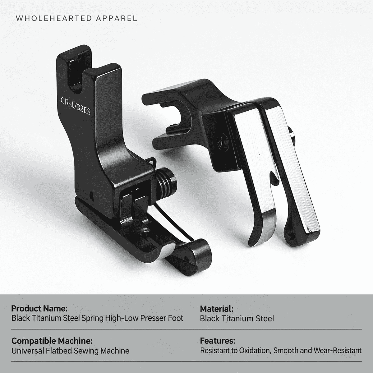 1017★ Black Titanium Steel Spring High-Low Presser Foot, Smooth and Wear-Resistant, Oxidation-Resistant Finish.