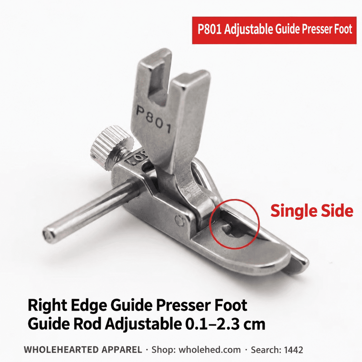 1442★ All-Steel Adjustable Edge Guide Presser Foot for Industrial Flatbed and Computerized Sewing Machines