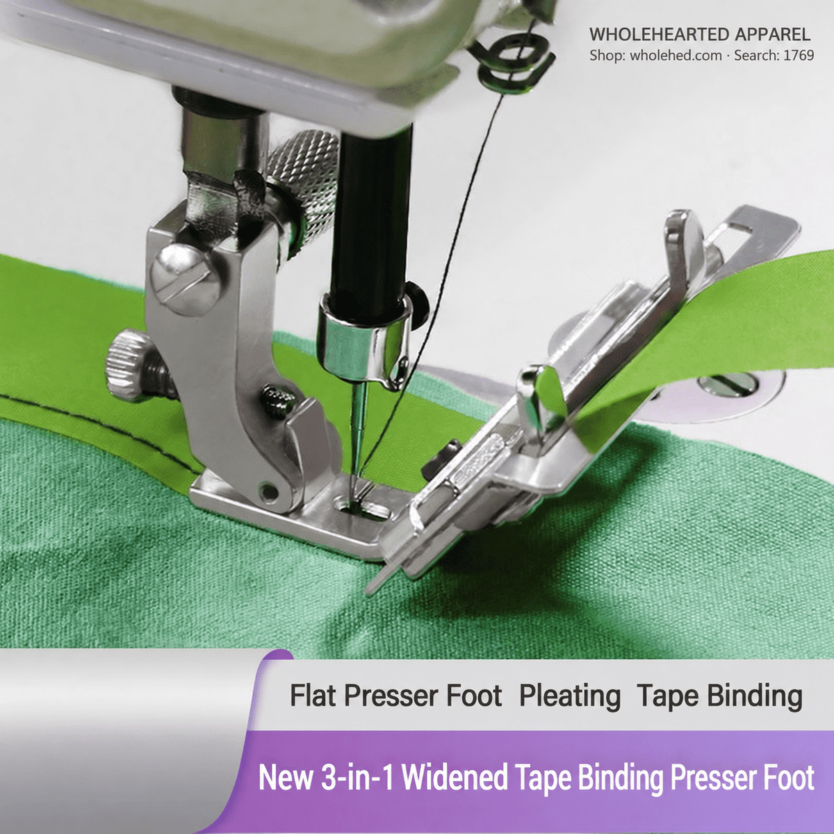 1769★ 3-in-1 Adjustable Wide Tape Binding Presser Foot for Pleating, Gathering, Lace, Webbing and Neckline Binding.