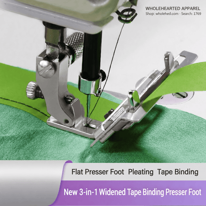 1769★ 3-in-1 Adjustable Wide Tape Binding Presser Foot for Pleating, Gathering, Lace, Webbing and Neckline Binding.