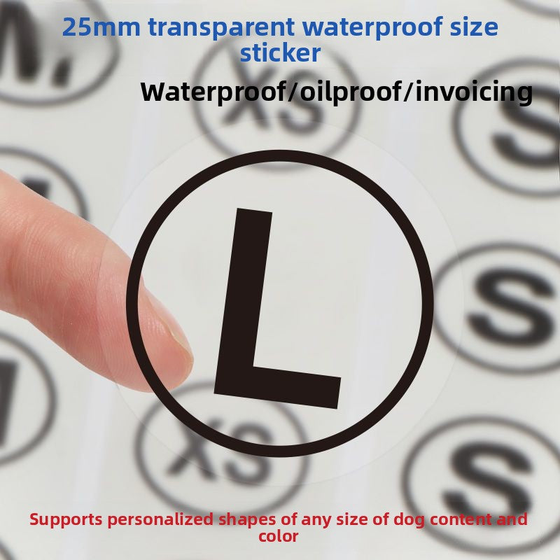 3226★  Transparent size sticker sticker clothing M S L XL XXL pants shoes and hats shoe box round self-adhesive children's clothing