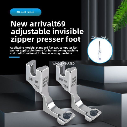 1069★  Model number T69 (adjustable) Invisible zipper presser foot with notch Multifunctional zipper presser foot Computer flat car Industrial flat seam