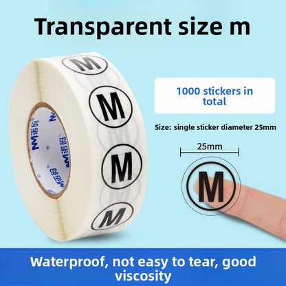 3226★  Transparent size sticker sticker clothing M S L XL XXL pants shoes and hats shoe box round self-adhesive children's clothing