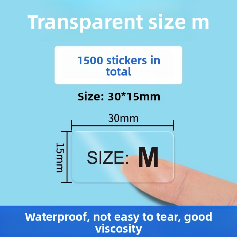 3226★  Transparent size sticker sticker clothing M S L XL XXL pants shoes and hats shoe box round self-adhesive children's clothing
