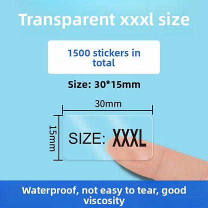 3226★  Transparent size sticker sticker clothing M S L XL XXL pants shoes and hats shoe box round self-adhesive children's clothing