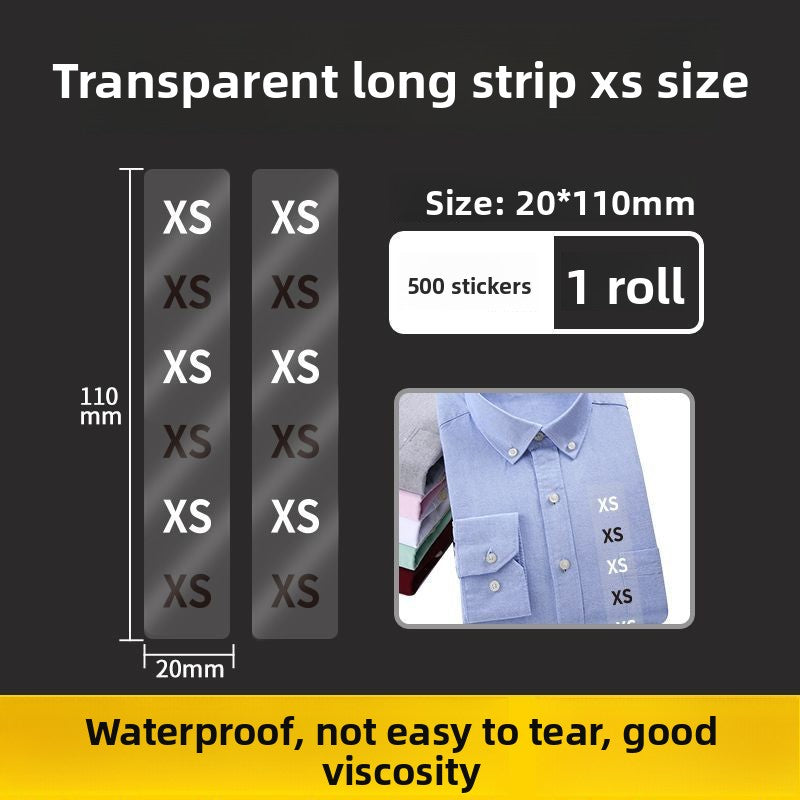 3226★  Transparent size sticker sticker clothing M S L XL XXL pants shoes and hats shoe box round self-adhesive children's clothing