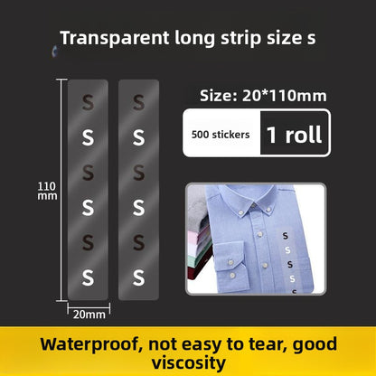 3226★  Transparent size sticker sticker clothing M S L XL XXL pants shoes and hats shoe box round self-adhesive children's clothing