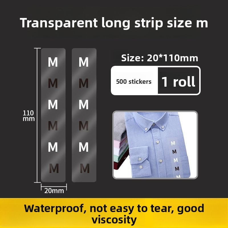 3226★  Transparent size sticker sticker clothing M S L XL XXL pants shoes and hats shoe box round self-adhesive children's clothing