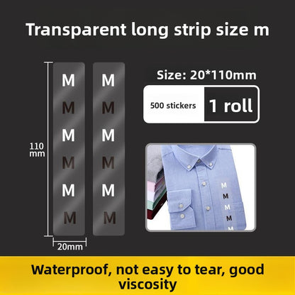 3226★  Transparent size sticker sticker clothing M S L XL XXL pants shoes and hats shoe box round self-adhesive children's clothing