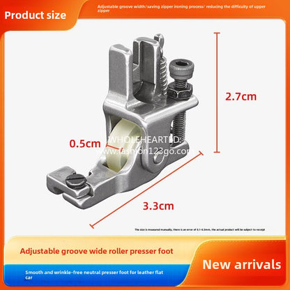1007★ New Flat Car Adjustable Invisible Zipper Roller Presser Foot Sewing Machine Zipper Special Wheel Presser Foot No Wrinkle