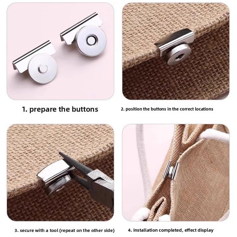 3408★  bag sealing artifact bag fixing buckle strong magnet buckle canvas bag handbag snap buckle seam-free hidden buckle magnetic suction buckle