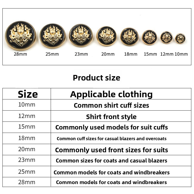 3414★  Coat buttons round suit woolen jacket metal buttons women's trench coat British versatile women's and men's suits buttons