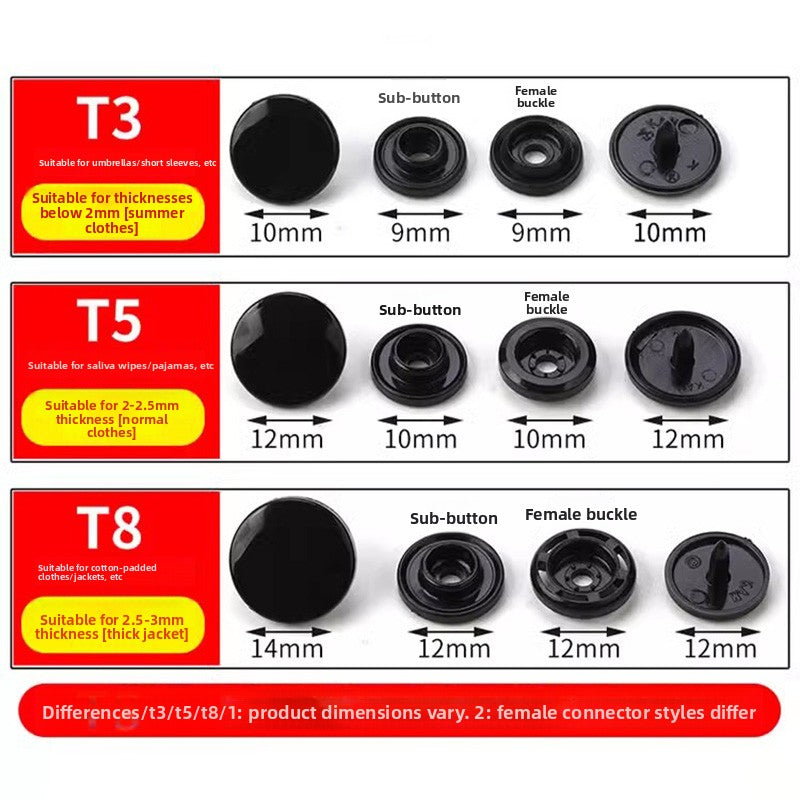 3412★  Button buttons Raincoat hidden buttons Plastic four-in-one buttons Children's overalls Pants Mother buttons Clothes Children's women's snap buttons