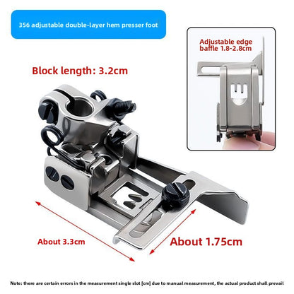 1619★  New 356 adjustable double-layer hem presser foot high and low three-needle five-thread thick material presser foot interlock sewing machine right rib