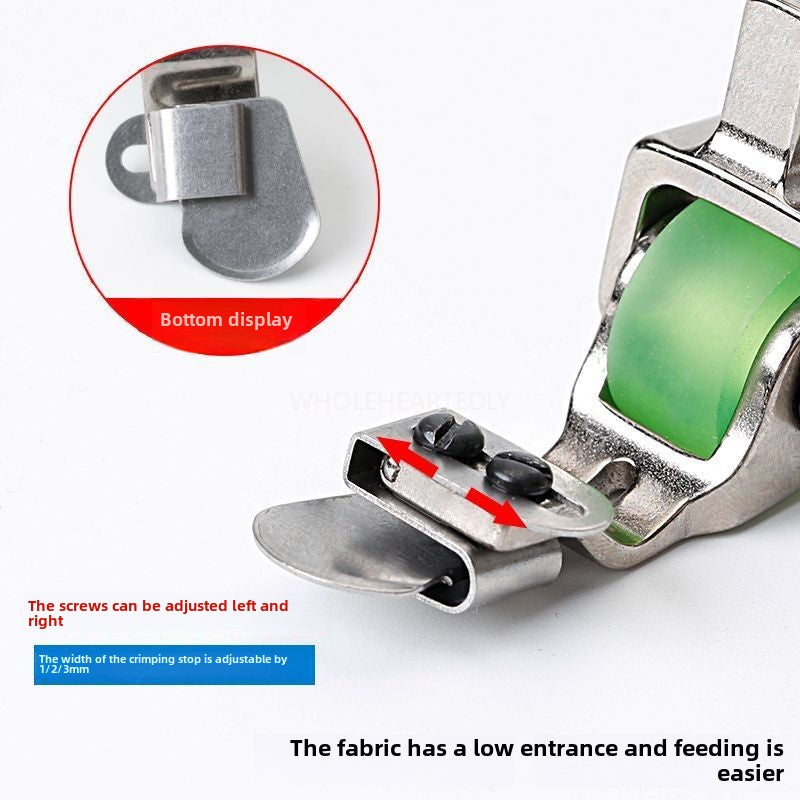 1013★ New T351 down-turned edge roller presser foot turtle shell cap wrinkle-free downward rolled edge premium all-steel flat sewing machine adjustable