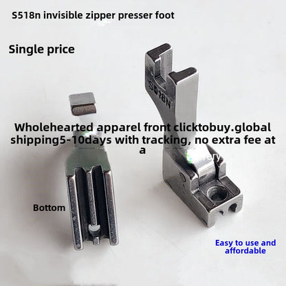1522★  Sewing machine accessories S518NS invisible zipper presser foot industrial flat car sewing machine flat sewing machine zipper presser foot all steel
