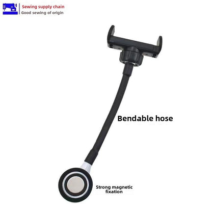 1437★  [New] Shockproof sewing machine Universal mobile phone holder Flat car Magnet fixing clip Edge locking machine Ham car rotation