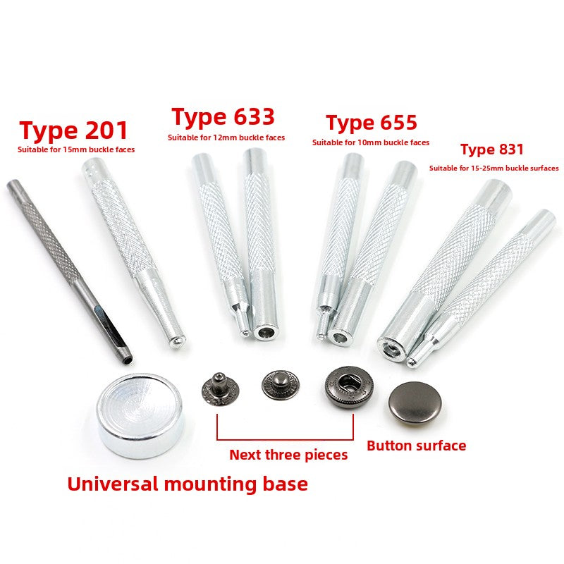 3407★  Denim jacket four-in-one button, button nailing tool, metal hidden button, invisible snap button for clothes, sub-mother button, snap button.