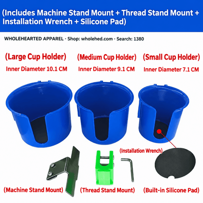 1380★ Sewing Machine Cup Holder, No-Drill Installation, Space-Saving Design, Thickened ABS Plastic.
