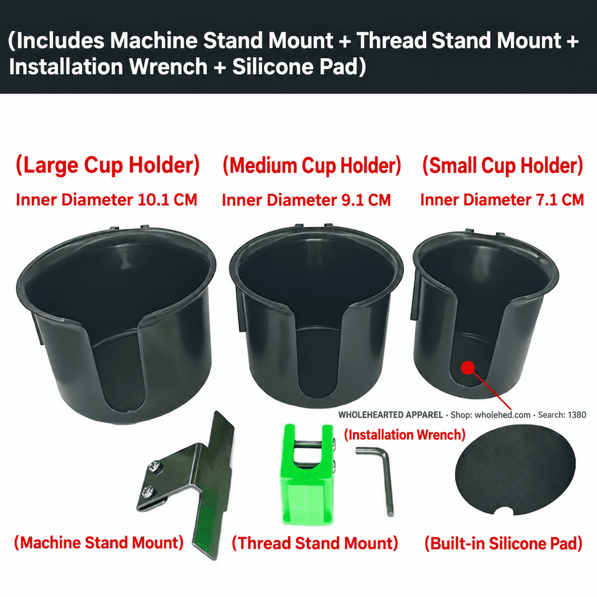 1380★ Sewing Machine Cup Holder, No-Drill Installation, Space-Saving Design, Thickened ABS Plastic.